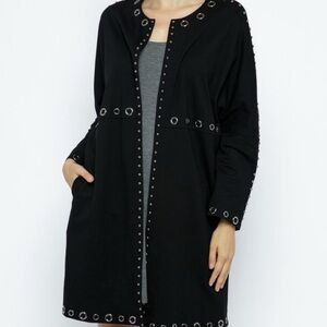 VOCAL Black Jacket with Studs and Eyelets Size M Oversized